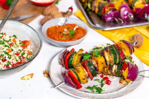 Fairtrade Original Recept groenten kebab met muhammara