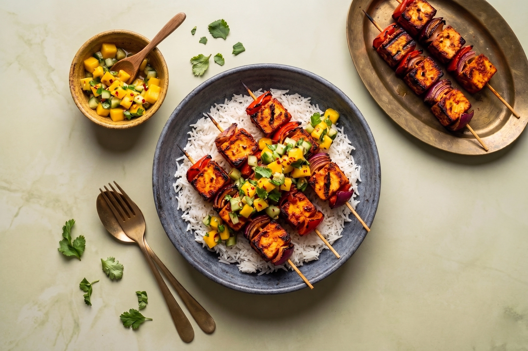 Tandoori paneer met mangosalsa