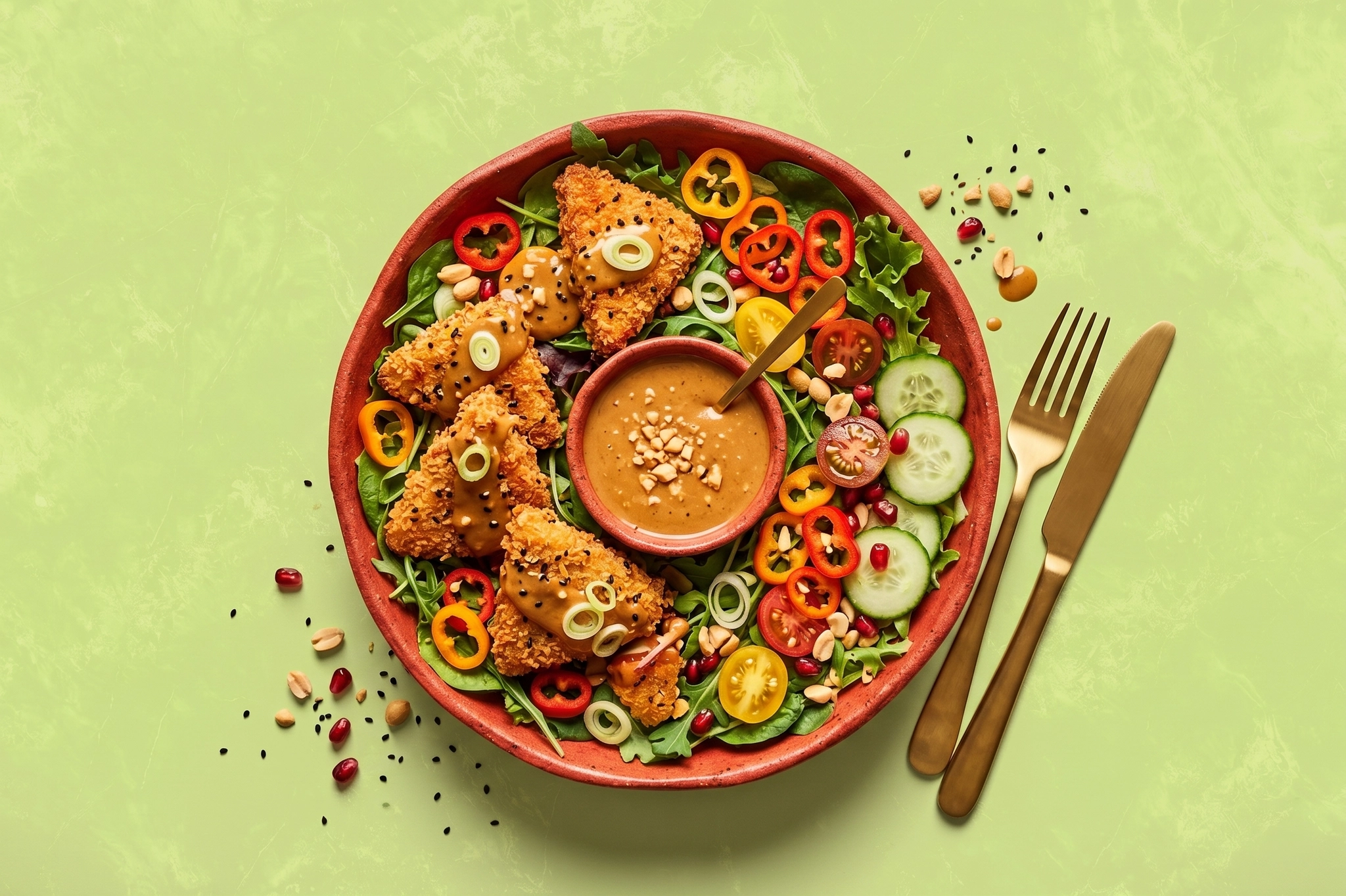 Feestelijke kerstsalade met crispy jackfruit