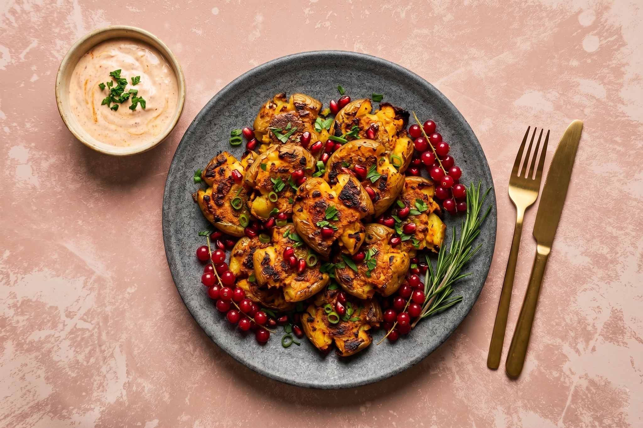 Smashed potatoes met Tandoori kruiden