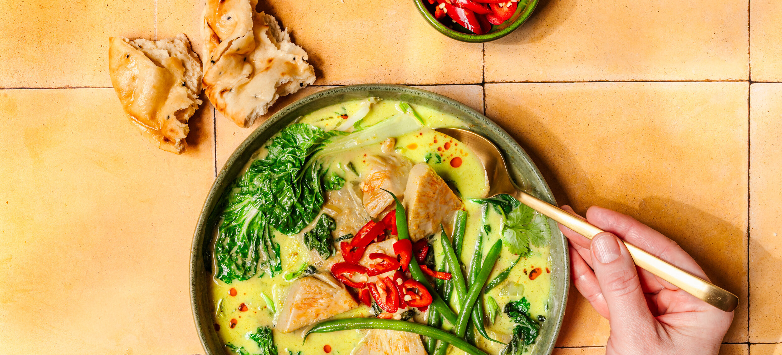 Vegetarische groene curry met jackfruit