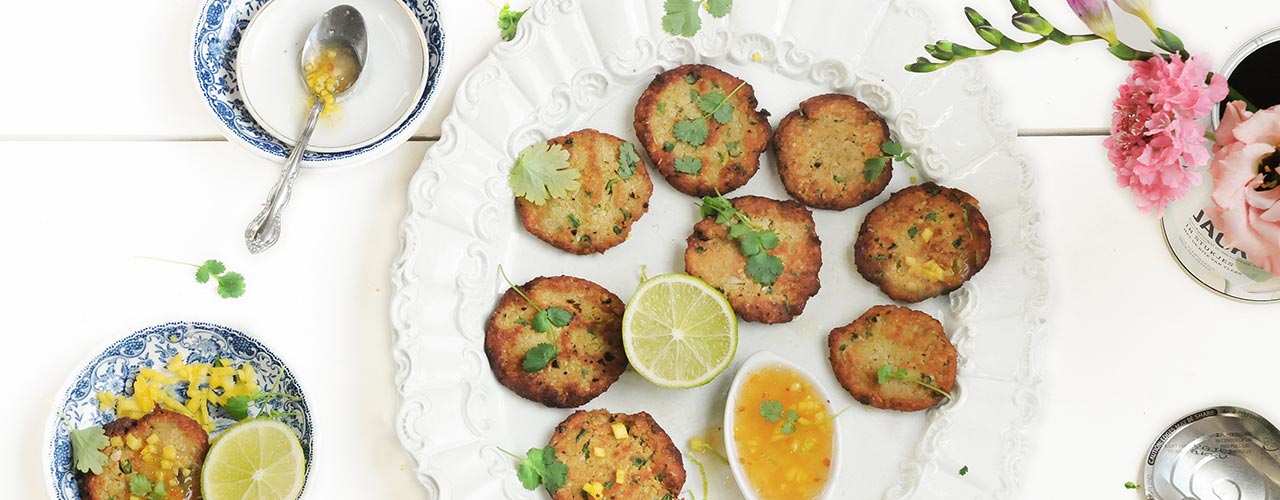 Vegetarische Thaise jackfruit currykoekjes