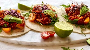 Taco’s met homemade barbecuesaus en jackfruit
