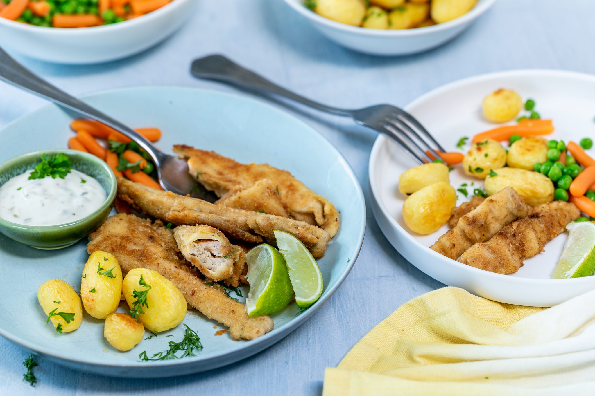 Visvrije vissticks met bananenbloesem