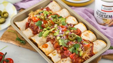 Enchilada’s roja met bananenbloesem