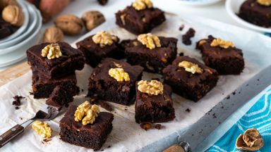 Chocoladebrownie van zoete aardappel