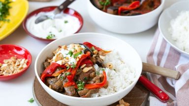 Sri Lankaanse Colombo Curry vegan met aubergine en kikkererwten