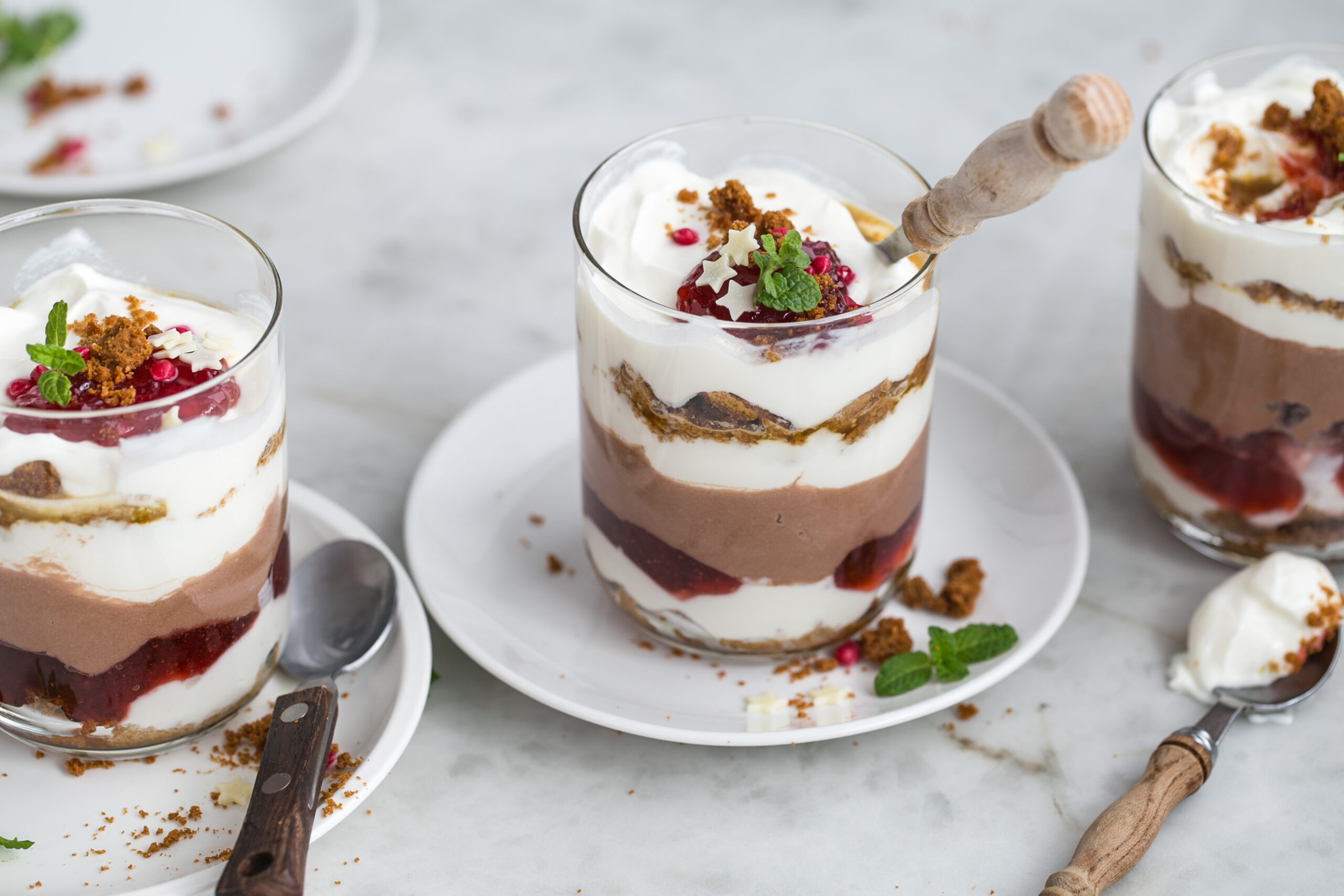 Kerst trifle met aardbei