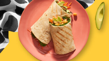 Groene curry kikkererwten-aubergine wraps